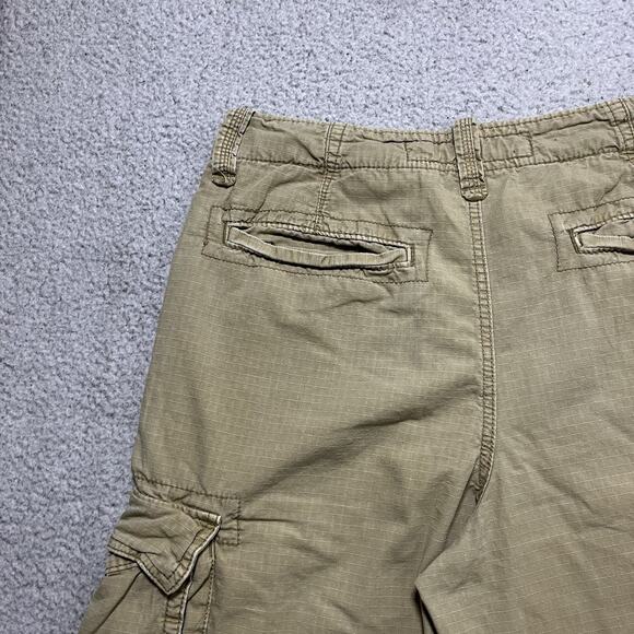 American Eagle Cargo Shorts Mens 30 Tan Khaki Ripstop Military Y2K Cotton Long - Picture 12 of 15